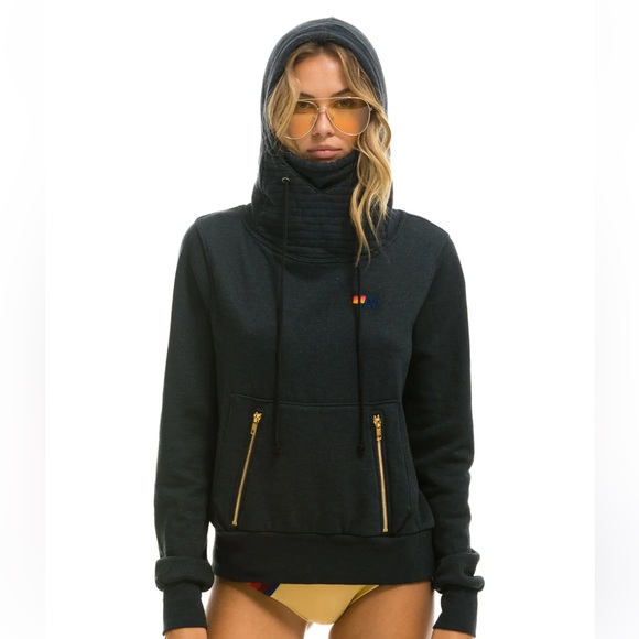 Aviator Nation Tops - NINJA PULLOVER HOODIE - CHARCOAL Large